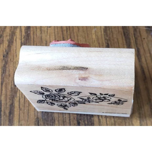 Stampin' Up! Rose Flower Plant Rubber Stamp 2002 Sketched Wood Mount - Picture 5 of 8
